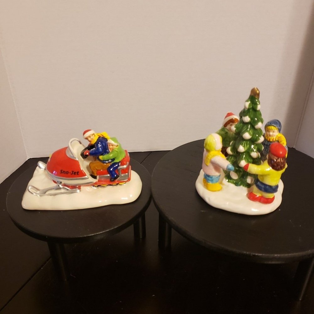 Department 56 Sno-Jet Snowmobile & Kids Around The Tree